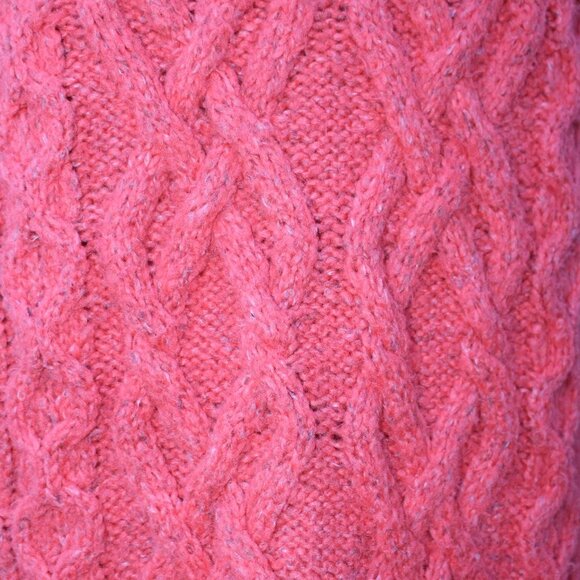 Loft Women’s All Over Chunky Knit Square Neck Coral Sweater, Size Small - Picture 9 of 11